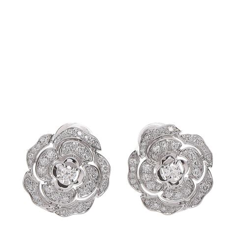 chanel white gold earrings|Chanel white gold diamond earrings.